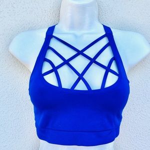 Victoria’s Secret Victoria Sport VSX sports bra Crisscross Cage Strappy blue M